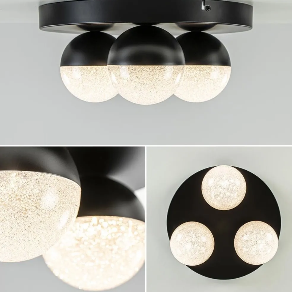 3-Lichts ronde LED plafondlamp zwart 3-standen dimbaar