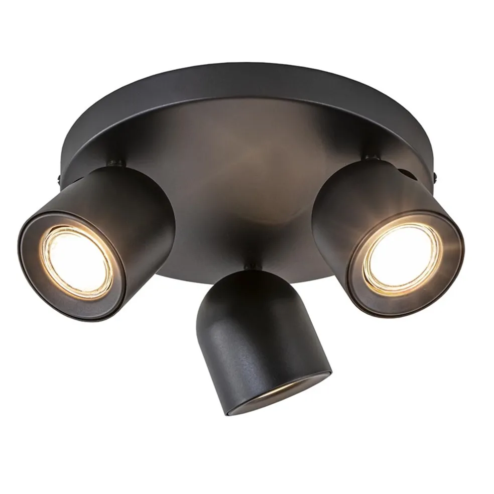 3-Lichts ronde opbouwspot zwart verstelbaar