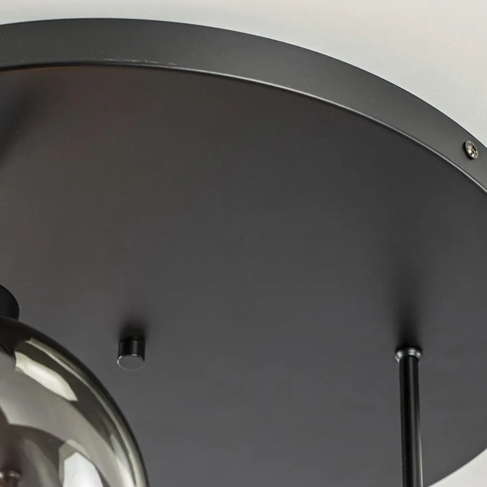 3-Lichts ronde plafondlamp met smoke glazen bollen