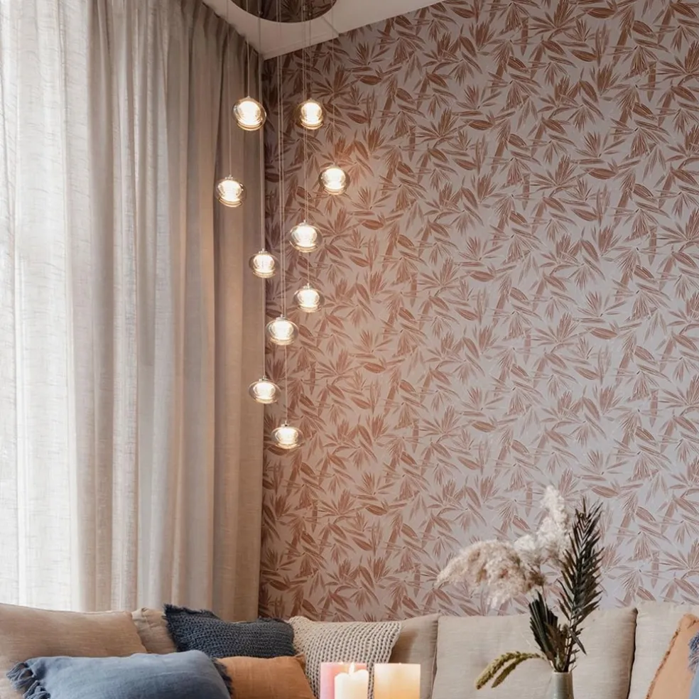 10-Lichts videlamp chroom/smoke glas inclusief dimbaar LED