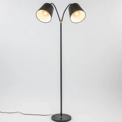 2-Lichts vloerlamp zwart/goud met flexibele armen