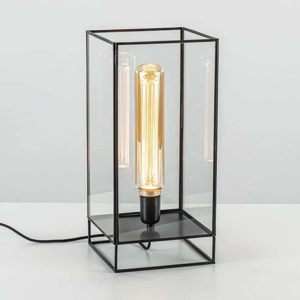 Light & Living tafellamp Solas zwart met glas