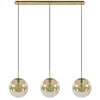 Light and Living hanglamp Medina 3L goud met amber glas