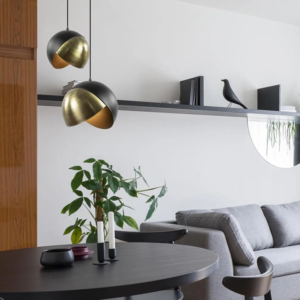 Light and Living hanglamp Namco zwart met antiek brons