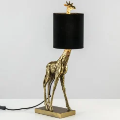 Light and Living tafellamp Giraffe klein antiek brons/velvet zwart