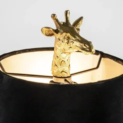 Light and Living tafellamp Giraffe klein antiek brons/velvet zwart