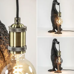 Light and Living tafellamp Duck mat zwart met brons