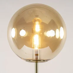 Light and Living vloerlamp Medina goud met amber glas