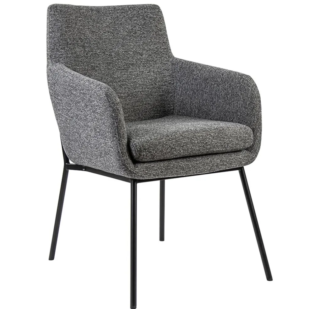 Luxe armstoel gemeleerde stof met zwarte poot
