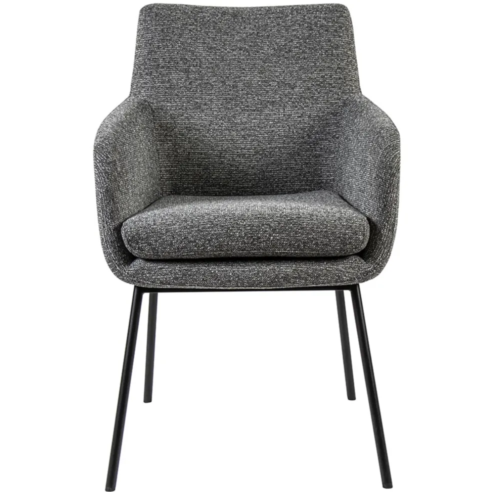 Luxe armstoel gemeleerde stof met zwarte poot