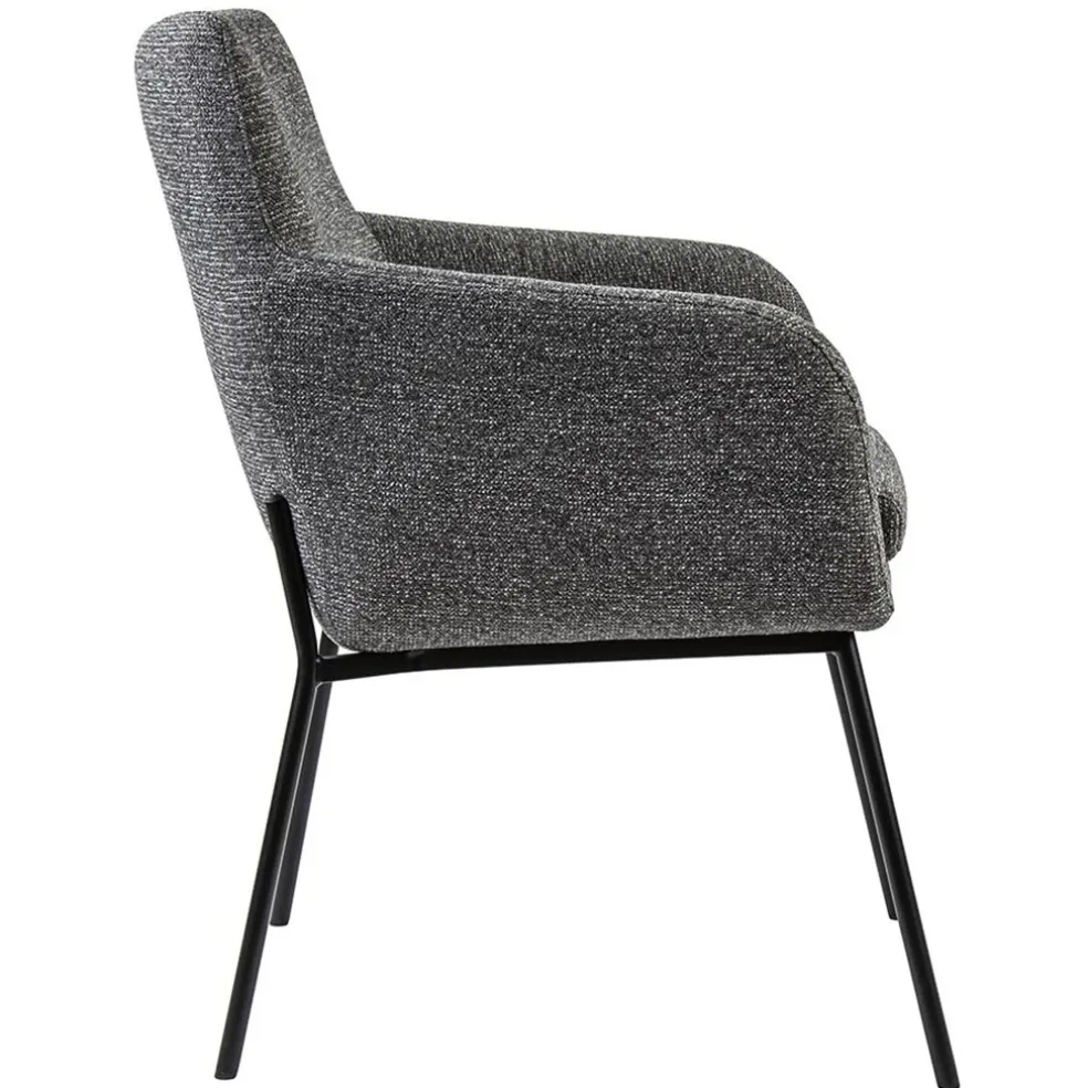 Luxe armstoel gemeleerde stof met zwarte poot