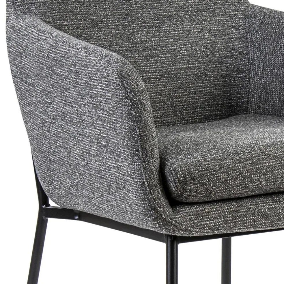 Luxe armstoel gemeleerde stof met zwarte poot