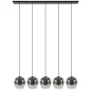 Luxe 5-lichts eettafelhanglamp smoke glas met verloop