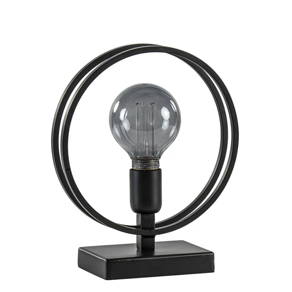 Mat zwarte tafellamp Rudra L&L