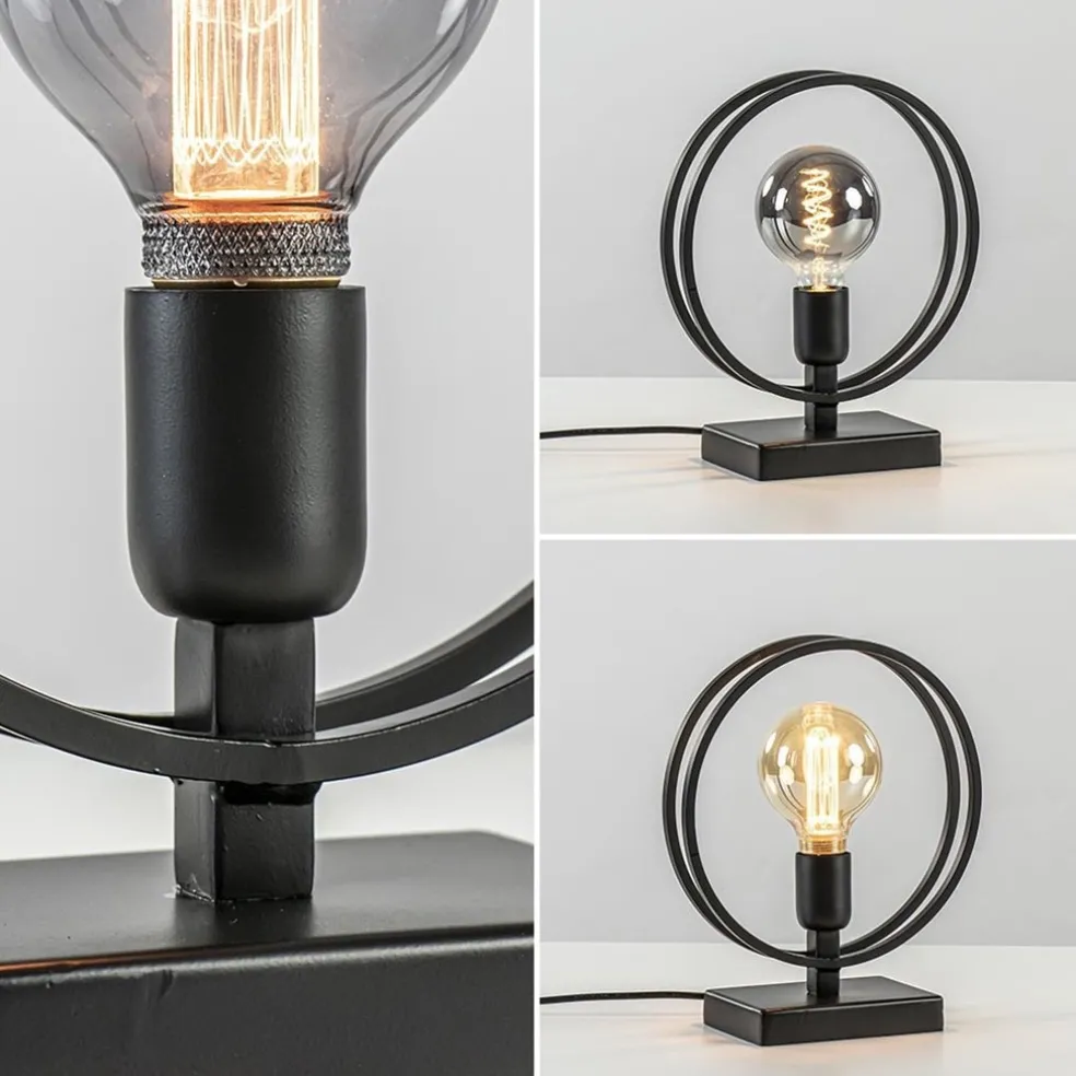 Mat zwarte tafellamp Rudra L&L