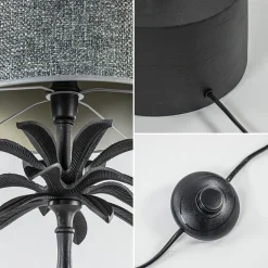 Mat zwarte vloerlamp Armata met palmbladeren