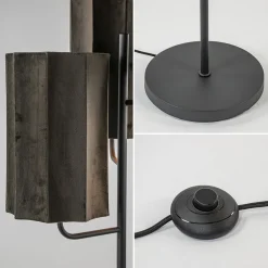 Mat zwarte vloerlamp Edisa met velvet bruine kappen