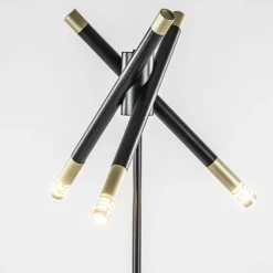 Mat zwarte vloerlamp G9 met gouden accenten