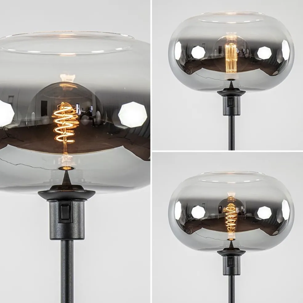 Mat zwarte vloerlamp met smoke glas gradient