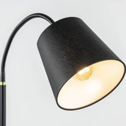 Mat zwarte vloerlamp met goud en kunststof kap