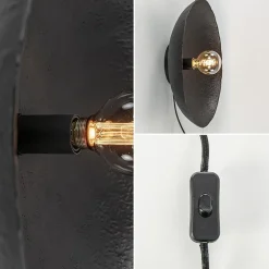 Mat zwarte wandlamp Neva inclusief snoer
