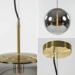 Medina hanglamp bol XL smoke glas met brons