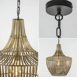 Metalen hanglamp Stella antiek brons met zwart