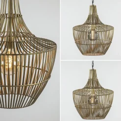Metalen hanglamp Stella antiek brons met zwart