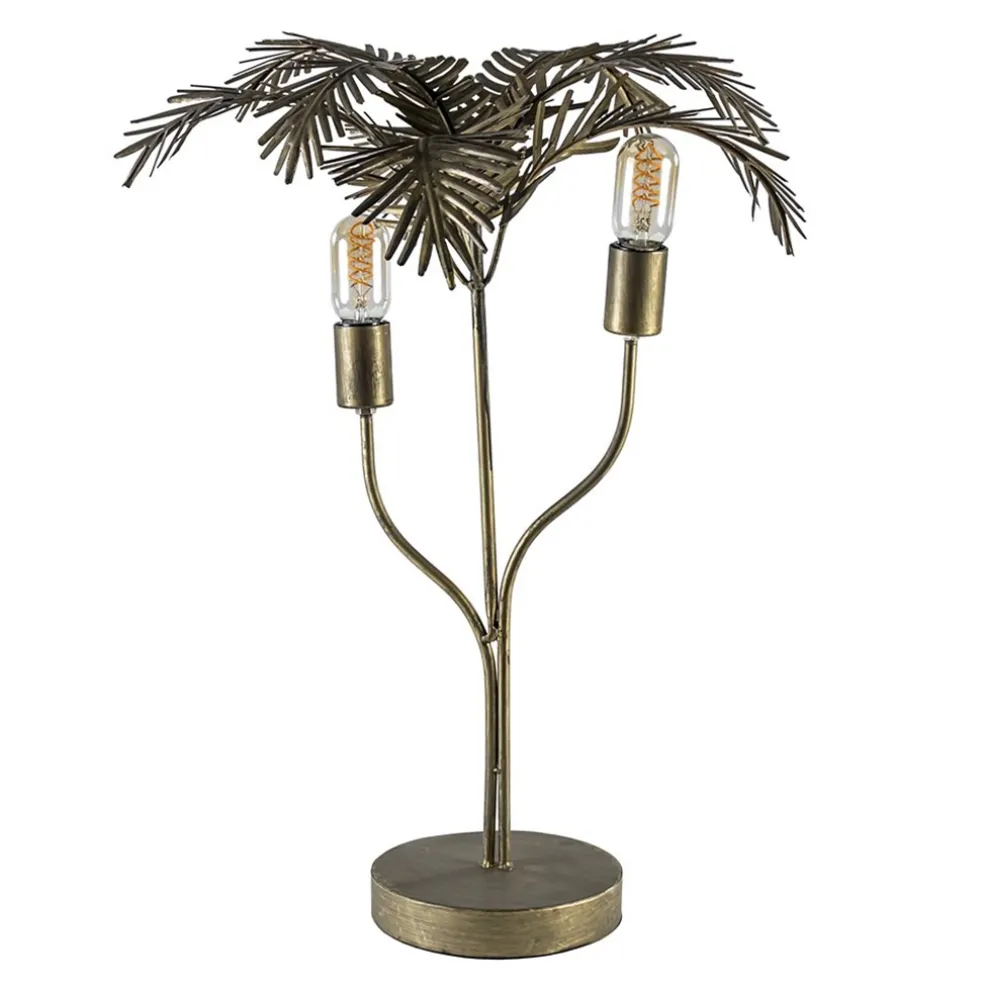 Metalen tafellamp Palm antiek brons Light and Living