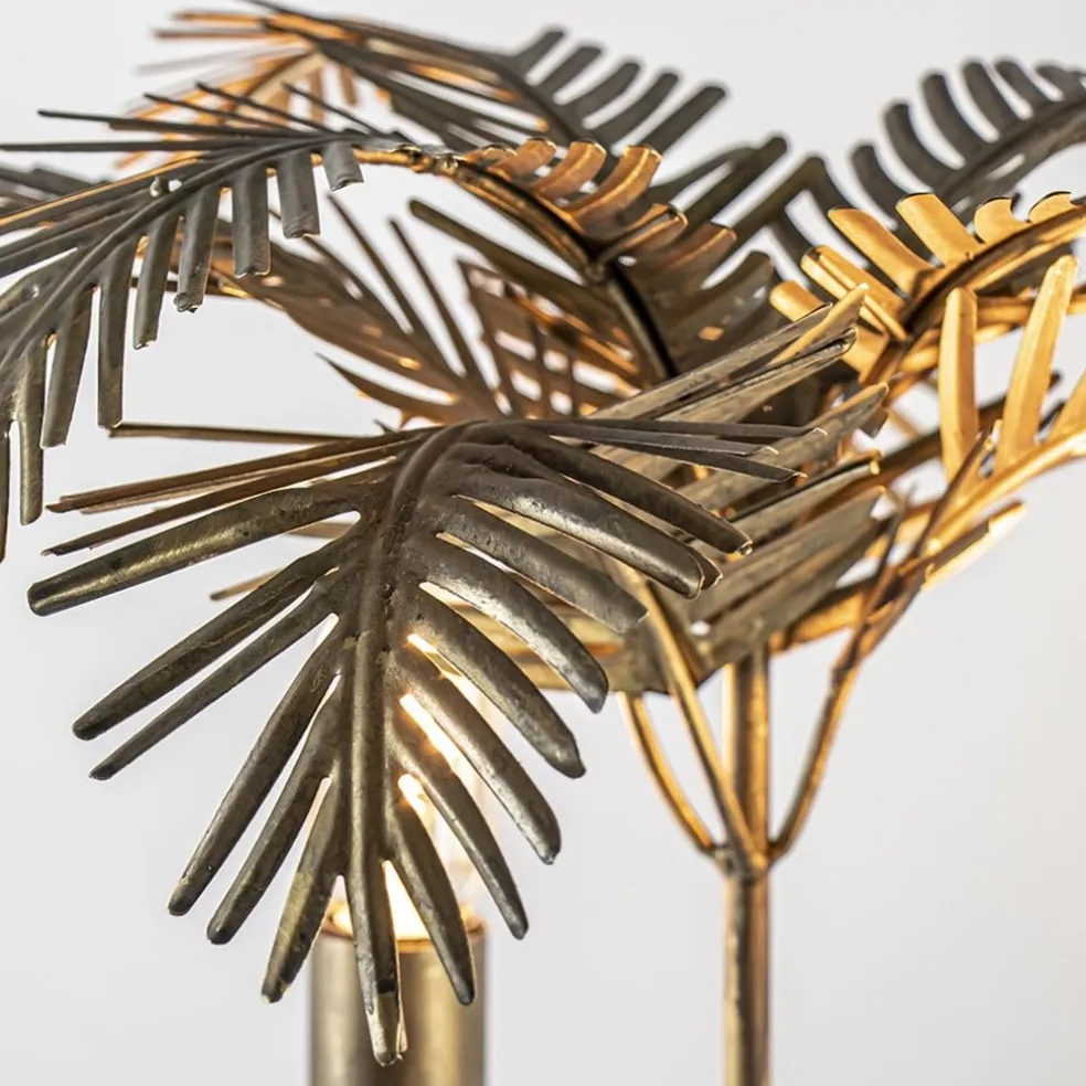 Metalen tafellamp Palm antiek brons Light and Living