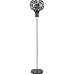 Modern landelijke vloerlamp mat zwart met draadkap