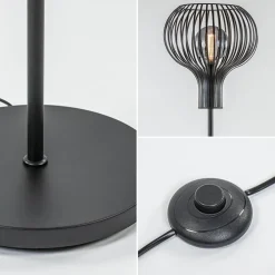 Modern landelijke vloerlamp mat zwart met draadkap