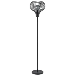 Modern zwarte vloerlamp met draad kap