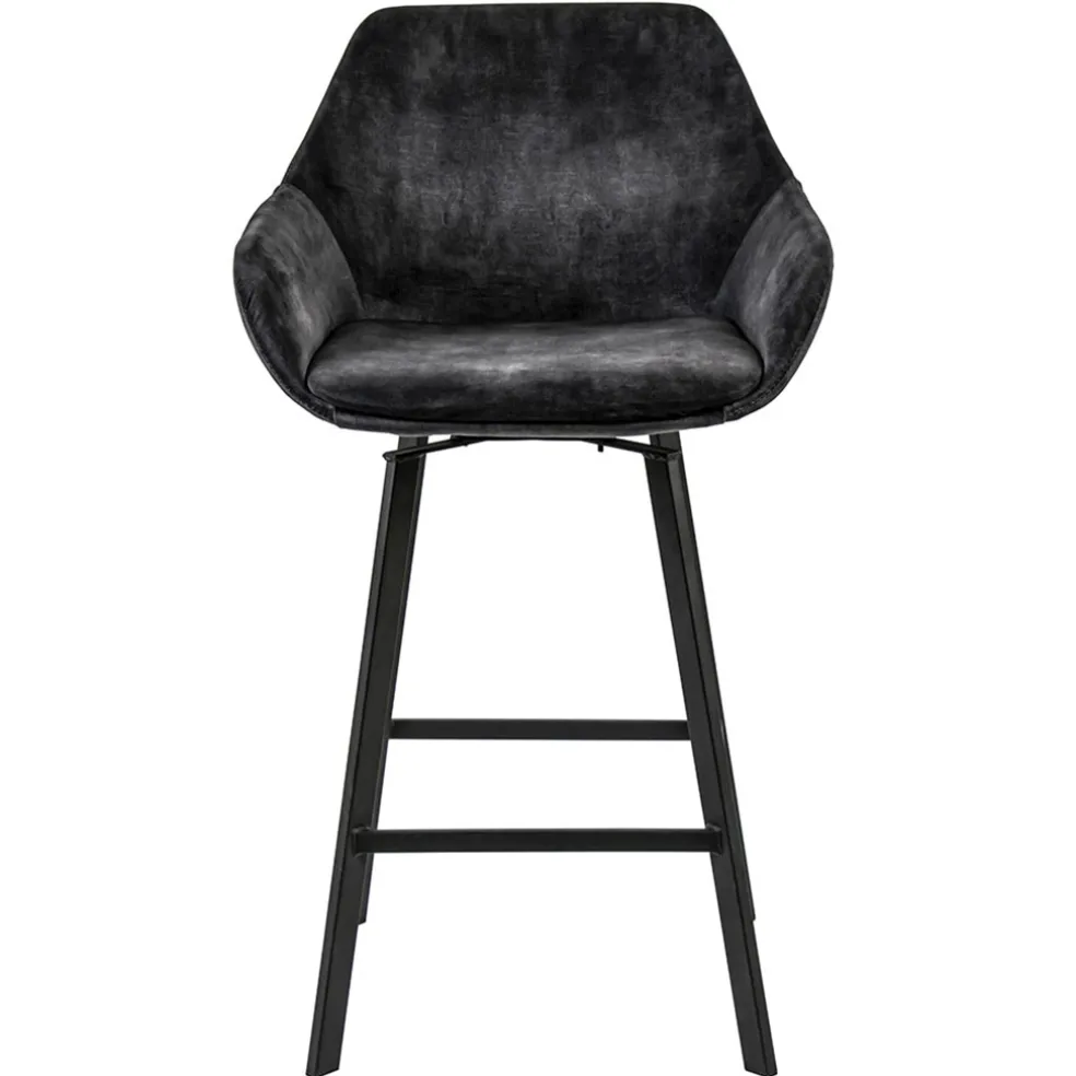 Moderne barkruk met draaibare zitting velvet antraciet