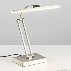 Moderne bureaulamp nikkel met geïntegreerd LED