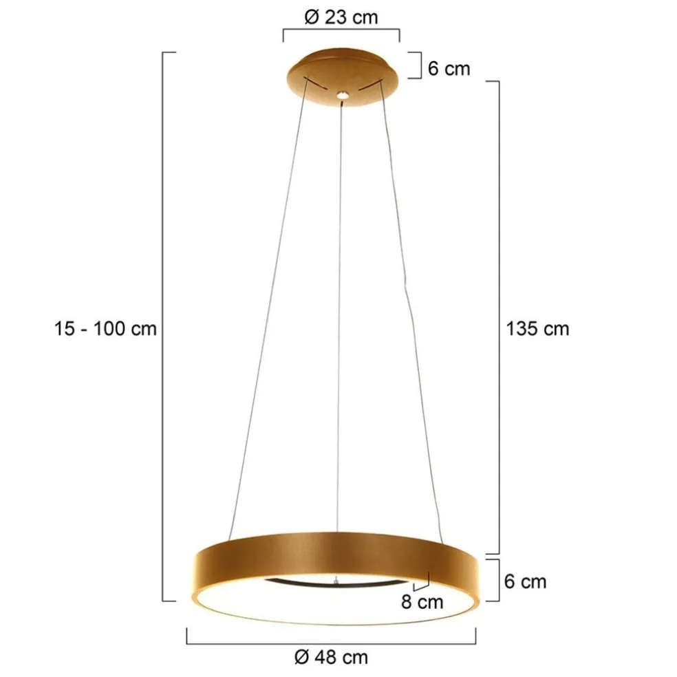 Moderne design LED hanglamp ring goud