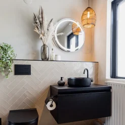 Moderne draad hanglamp Meya zwart met goud