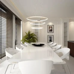 Moderne hanglamp rond met LED ringen nikkel