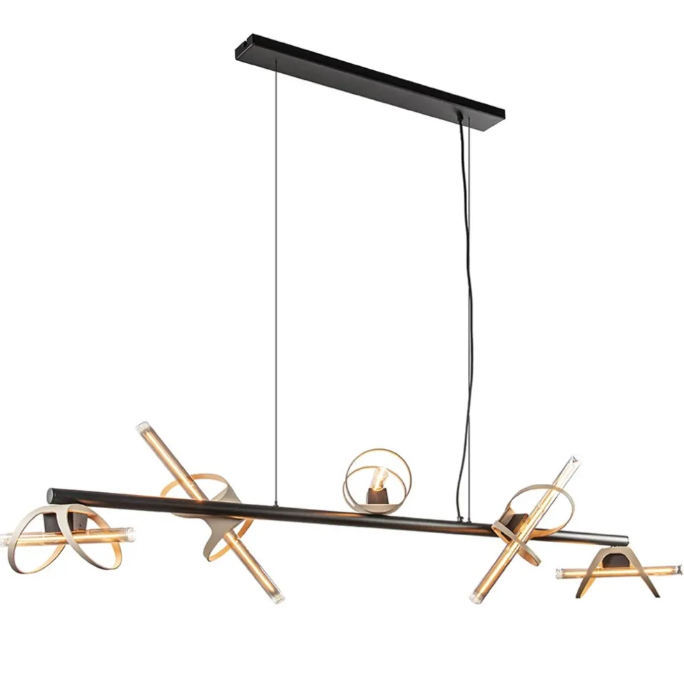 Moderne LED design hanglamp zwart met goud