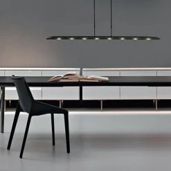 Moderne LED hanglamp balk mat zwart met smoke glas