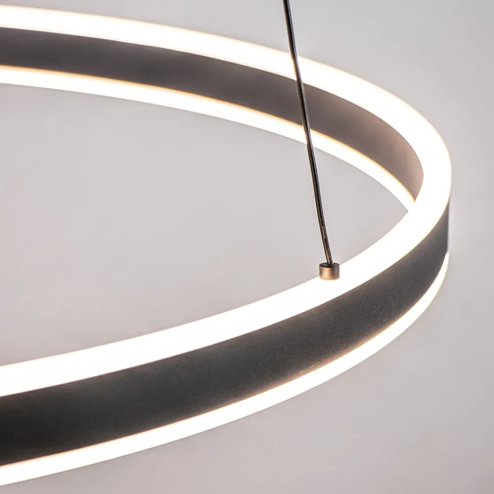 Moderne LED hanglamp zwarte ring 80 cm