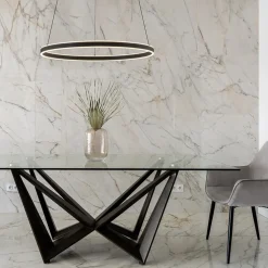 Moderne LED hanglamp zwarte ring 80 cm