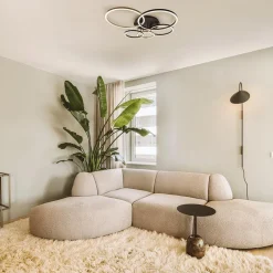 Moderne LED plafondlamp ringen zwart/goud dimbaar