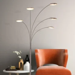 Moderne LED vloerlamp 5-lichts geborsteld staal dimbaar