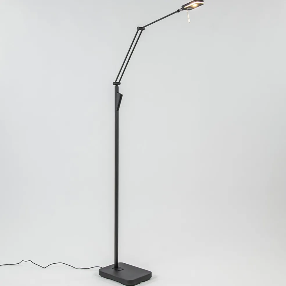 Moderne LED vloerlamp zwart met verstelbare arm