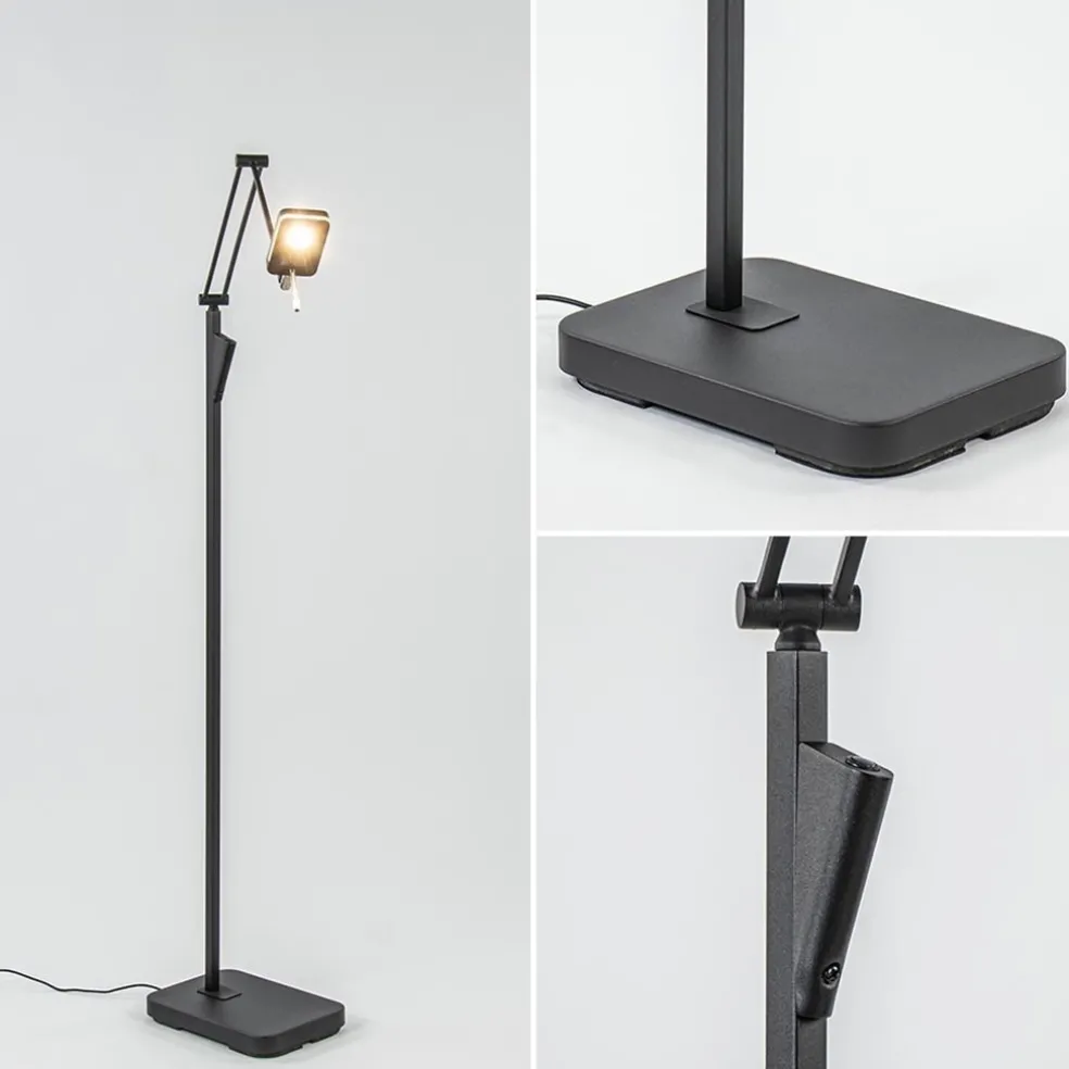 Moderne LED vloerlamp zwart met verstelbare arm
