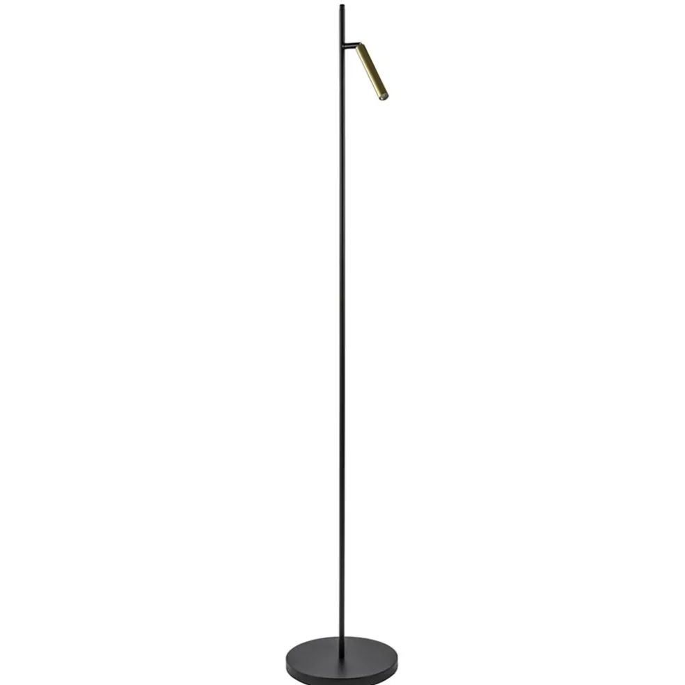 Moderne LED vloerlamp zwart met gouden spot