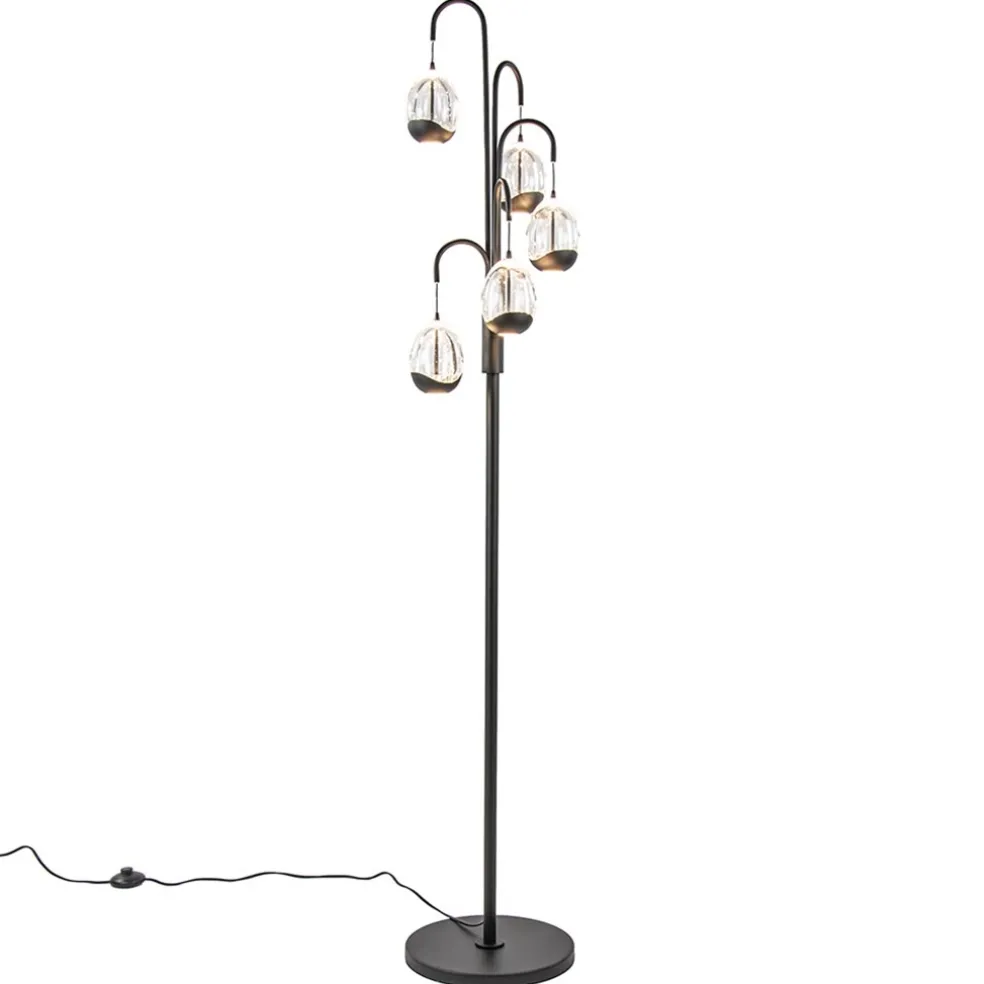 Moderne LED vloerlamp zwart met helder glas