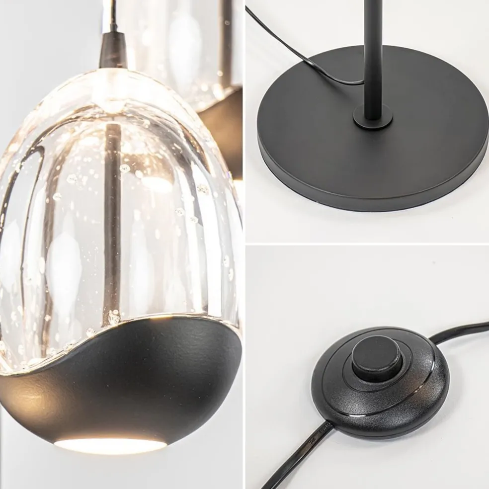 Moderne LED vloerlamp zwart met helder glas