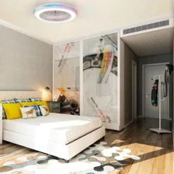 Moderne plafondventilator wit inclusief LED en color